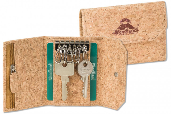 Woodland® VEGAN Schlüsseltasche mit Schnellverschluss-Haken Naturkork