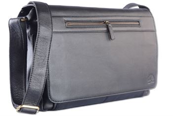 WILD WOODS - Laptop Messenger Bag Leder große Umhängetasche mit 15,6 Zoll Notebook-Fach Aktentasche für Business Büro Uni Schule in Rindsleder Schwarz