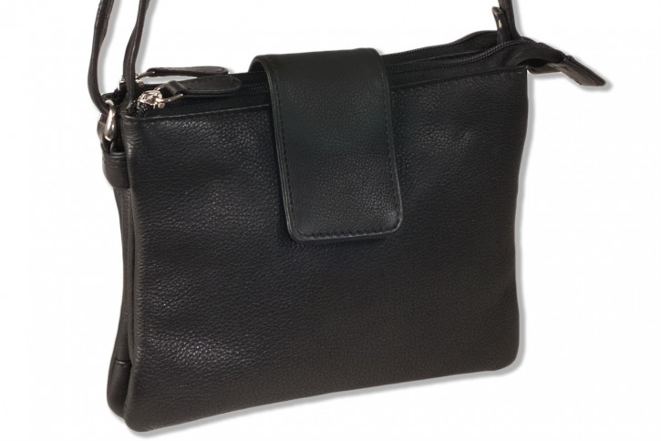 Platino - Luxus Damenhandtasche aus feinstem, weichem Rindsleder der Spitzenklasse in Schwarz