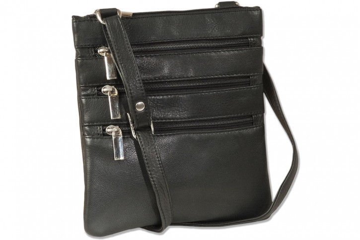 Platino - Luxus Damenhandtasche aus feinstem naturbelassenem, weichem Rindsleder in Schwarz
