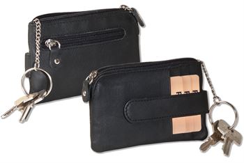 Rinaldo® Key purse with 3 credit card compartments and a small money compartment made of cowhide nappa-leather in black