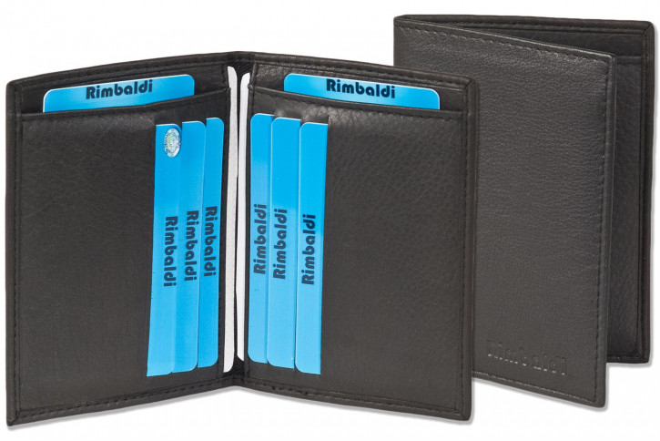 Rimbaldi® Ausweis-/Kreditkartenetui für 6 Kreditkarten und 4 Ausweise RFID/NFC-Ausleseschutz der Kreditkartendaten Rind-Nappaleder in Schwarz