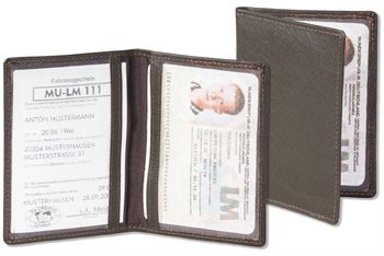 Rimbaldi® Lederetui für den alten Personalausweis und den KFZ-Schein aus weichem Nappa-Rindsleder in Dunkelbraun