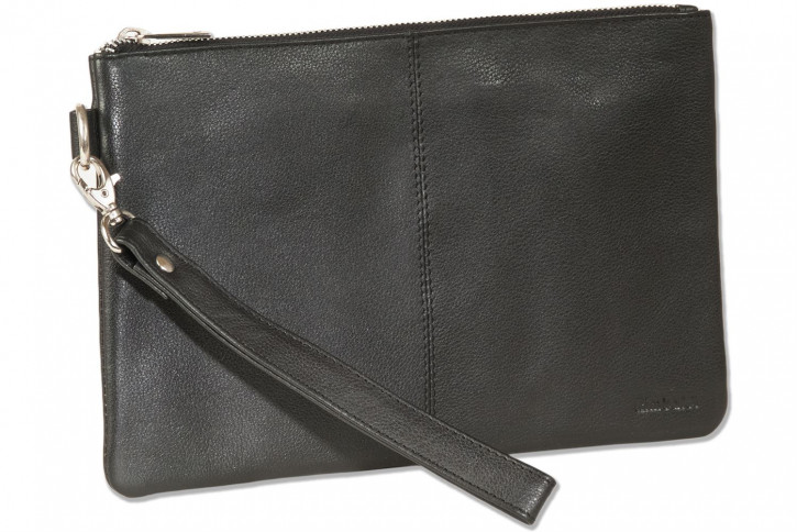 Rimbaldi®  Flache Universaltasche mit praktischer Lederschlaufe aus hochwertigem Rind-Nappaleder in Schwarz