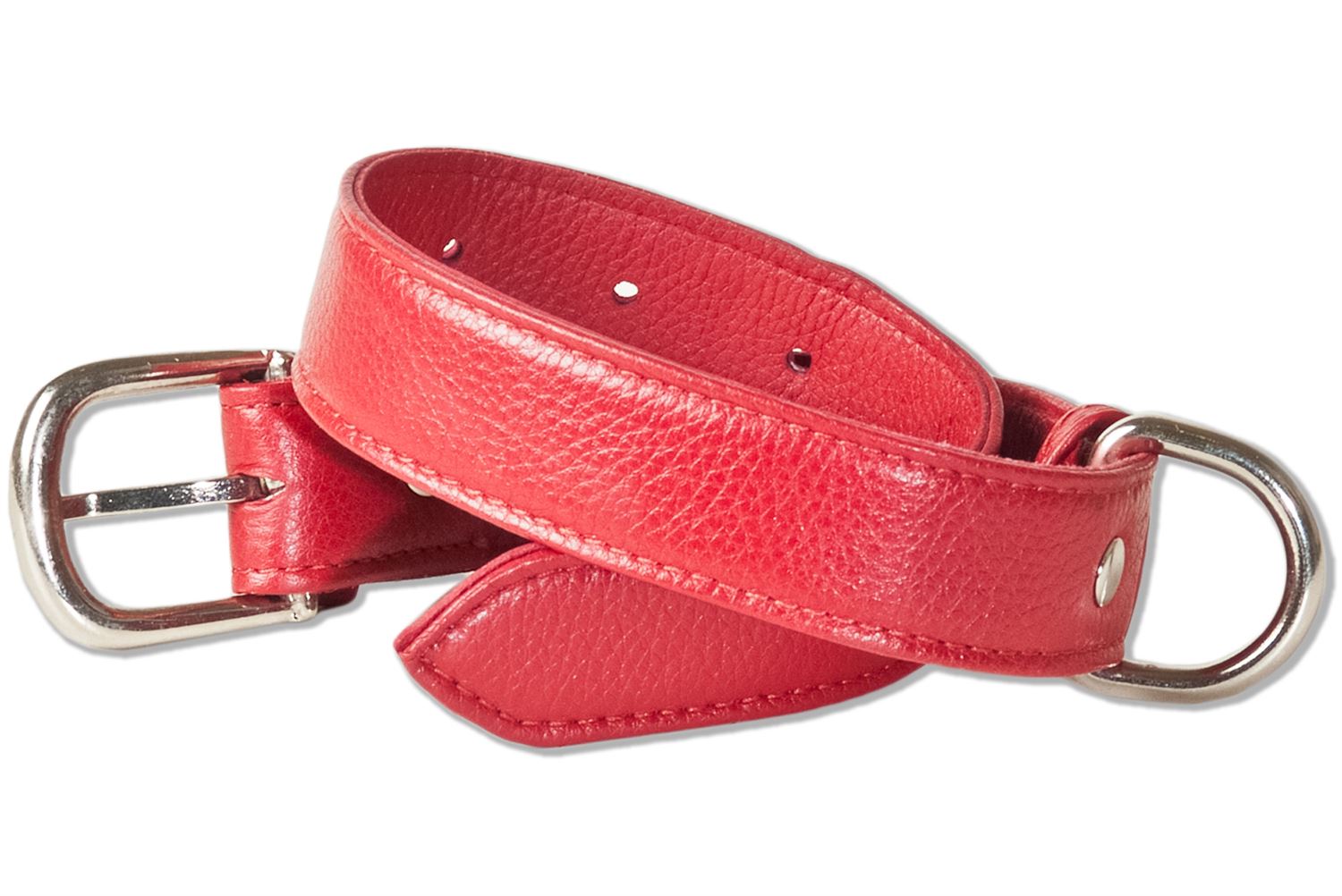 Rimbaldi® Voll-Leder Hundehalsband für mittelgroße Hunde mit 35-45 cm Halsumfang in Rot