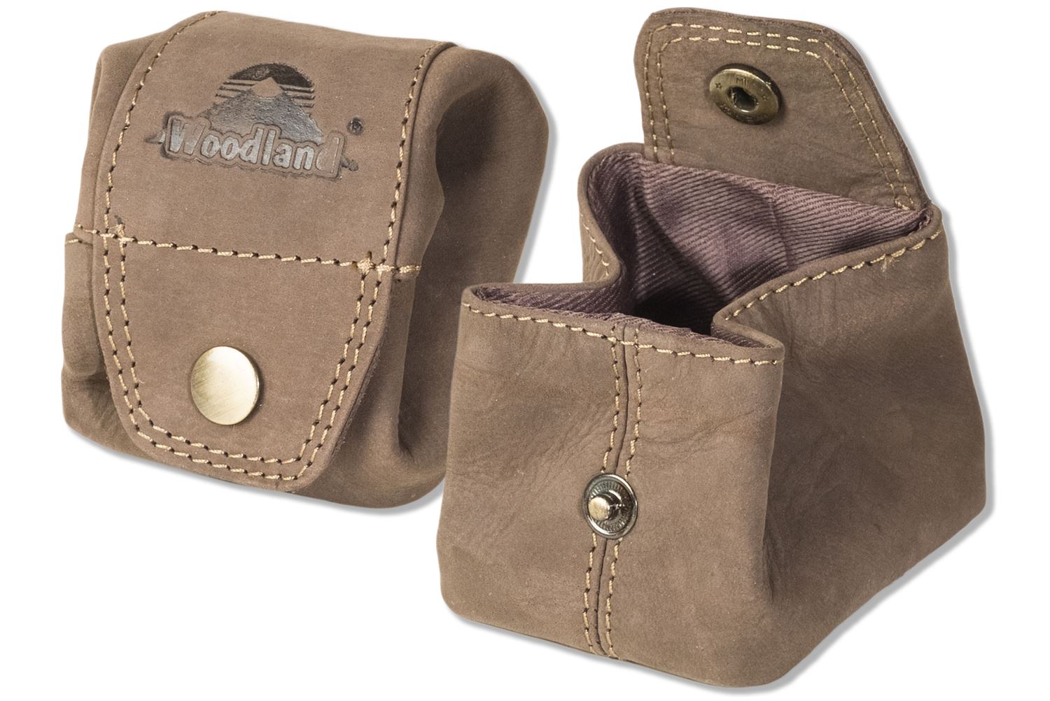 Woodland® Mini-Pocket für Münzen oder Kleinteile aus weichem, naturbelassenem Büffelleder in Dunkelbraun/Taupe