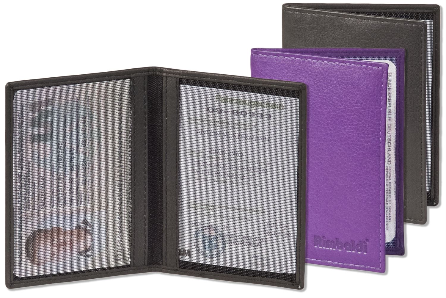 Rimbaldi® Lederetui für den alten Personalausweis und den KFZ-Schein aus weichem naturbelassenem Rindsleder
