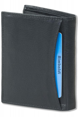 Rimbaldi® Riegelgeldbörse Hochformat mit RFID/NFC-Blocker System Rind-Nappaleder Schwarz