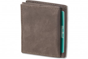 Woodland® Small wallet with large hard cash compartment made of natural, soft buffalo leather in dark brown/taupe