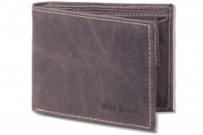 Wild Nature® Riegelgeldbörse im Querformat aus Büffelleder mit NFC/RFID Ausleseschutz der Kreditkartendaten Dunkelbraun/Vintage
