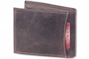 Wild Nature® Wallet in landscape from natural lbuff-eather in the color of dark-brown/vintage