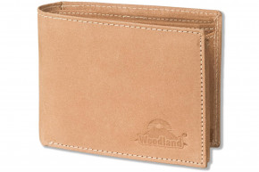 Woodland® Riegelgeldbörse im Querformat mit RFID Ausleseschutz der Kreditkartendaten Naturbelassenem Büffelleder  Braun