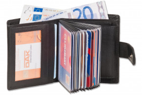 Platino - Supermoderne Geldbörse mit 18 Klarsicht-Kreditkartentaschen und besonders weichem  Rindsleder Schwarz
