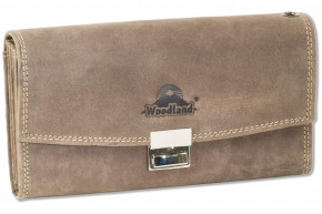 Woodland® Waiter wallet with extra reinforced bottom in the coin compartment made of natural buffalo leather in dark brown / taupe