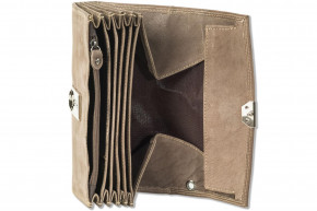 Woodland® Waiter wallet with extra reinforced bottom in the coin compartment made of natural buffalo leather in dark brown / taupe