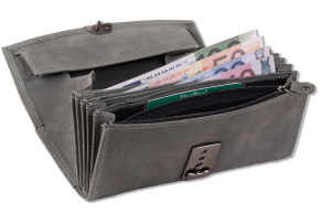 Woodland® Waiter wallet with extra reinforced bottom in the coin compartment made of natural buffalo leather in anthracite