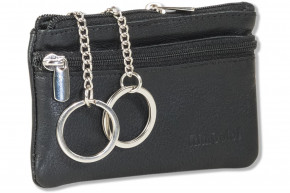 Rimbaldi® Leder-Schlüsseltasche mit 2 Schlüsselketten und Ring aus weichem, naturbelassenem Rindsleder in Schwarz