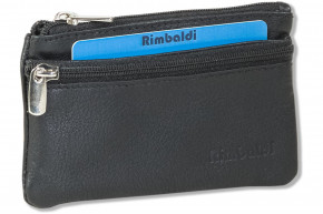 Rimbaldi® Leder-Schlüsseltasche mit 2 Schlüsselketten und Ring aus weichem, naturbelassenem Rindsleder in Schwarz