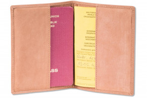Woodland® Lederetui für den Reisepass mit RFID/NFC Ausleseschutz der Daten und den Impfausweis Büffelleder Beige/Vintage