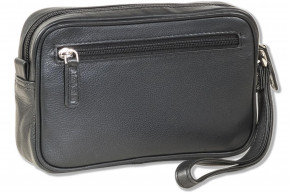 Rimbaldi® Practical wrist bag for man, made of soft, high-quality cow nappa leather in black