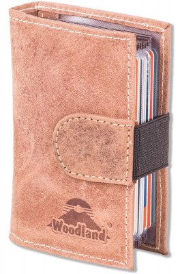 Woodland® XXL credit card holder with space for a total of 18 credit cards in soft, natural buffalo leather in Cognac