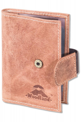 Woodland® XXL-Kreditkartenetui für 18 Kreditkarten und mit RFID/NFC-Ausleseschutz der Kartendaten Büffelleder Braun/Vintage