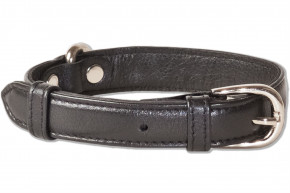 Rimbaldi® Voll-Leder Hundehalsband für kleine Hunde mit 25-35 cm Halsumfang in Schwarz