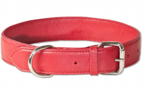 Rimbaldi® Voll-Leder Hundehalsband für mittelgroße Hunde mit 45-55 cm Halsumfang in Rot