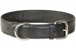 Rimbaldi® Full leather dog collar for medium-size dogs with 45-55 cm neck circumference in black