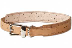 Woodland® Hundehalsband aus Büffelleder für große Hunde mit 50-65 cm Halsumfang in Hellbraun
