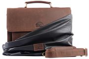 WILD WOODS - Aktentasche Leder XL mit Laptopfach 15,6 Zoll große Ledertasche zum Umhängen aus Büffelleder Dunkelbraun Vintage