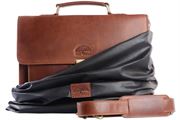 WILD WOODS - Aktentasche Leder XL mit Laptopfach 15,6 Zoll große Ledertasche zum Umhängen aus Rindsleder Glatt Cognac