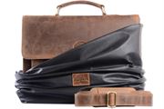 WILD WOODS - Aktentasche Leder XL mit Laptopfach 15,6 Zoll große Ledertasche zum Umhängen aus Büffelleder Braun Vintage