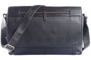 WILD WOODS - Laptop Messenger Bag Leder große Umhängetasche mit 15,6 Zoll Notebook-Fach Aktentasche für Business Büro Uni Schule in Rindsleder Schwarz