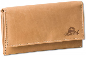 Woodland® Große Luxus-Damengeldbörse mit viel Platz und RFID/NFC-Blocker Schutz, aus weichen naturbelassenem Büffelleder in Cognac