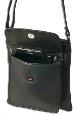 Platino - Luxus Damenhandtasche aus feinstem naturbelassenem, weichem Rindsleder in Schwarz