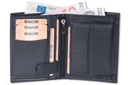 Rinaldo® Hochformat Riegelbörse mit RFID/NFC-Blocker Schutz aus weichem Rind-Nappaleder in Dunkelblau