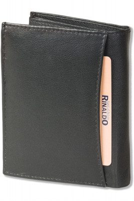 Rinaldo® Hochformat Riegelbörse mit RFID/NFC-Blocker Schutz aus weichem Rinds-Nappaleder in Schwarz