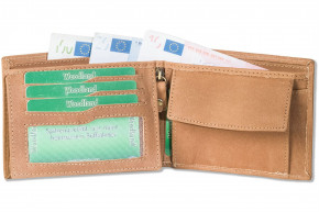 Woodland® Querformatbörse mit NFC/RFID-Blocker Schutz aus weichem, naturbelassenen Büffelleder in Cognac