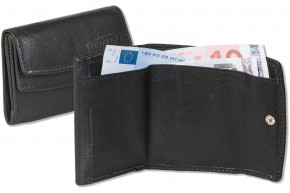 Rinaldo® Kleine Geldbörse mit Hartgeldfach und Geldscheinfach aus weichem Rind Nappaleder in Schwarz