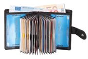 Rimbaldi® Super-Kompakte Geldbörse mit RFID/NFC Blocker und Platz für bis zu 18 Kreditkarten aus weichem Rind-Nappaleder in Schwarz