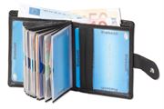 Rimbaldi® Super-Kompakte Geldbörse mit RFID/NFC Blocker und Platz für bis zu 18 Kreditkarten aus weichem Rind-Nappaleder in Schwarz