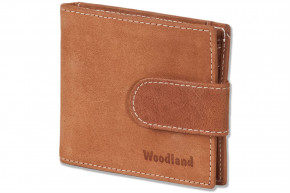 Woodland® Flat wallet with money clip made from fine untreated buff leather in cognac