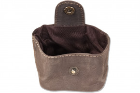 Woodland® Micro-Pocket for coins or small parts made of soft, natural buffalo leather in dark brown / taupe