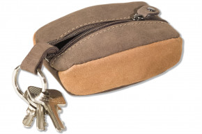 Woodland® Schlüsseltasche mit Platz für viele Schlüssel aus naturbelassenem Büffelleder in Dunkel- & Hellbraun