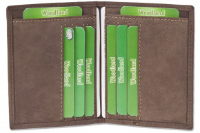 Woodland® Ausweis-/Kreditkartenetui für 6 Kreditkarten und 4 Ausweise und mit RFID/NFC aus Büffelleder in Dunkelbraun/Taupe