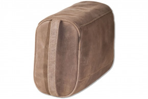 Woodland® Große Kulturtasche aus weichem, naturbelassenem Büffelleder in Dunkelbraun/Taupe