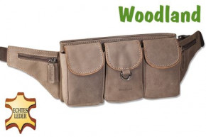 Woodland® Große Bauchtasche mit viel Platz aus weichem, naturbelassenem Büffelleder in Dunkelbraun/Taupe