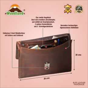 Woodland® - Document folder/briefcase made of high-quality cowhide in multicolour/cognac