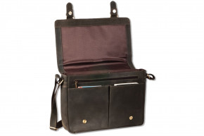 Woodland® - Umhängetasche mit extra Notebooktasche aus naturbelassenem Büffelleder in Dunkelbraun/Taupe